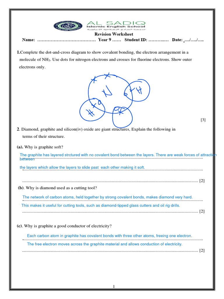 MS Year 9 Revision Worksheet Term3 Block 2 | PDF | Chemical Bond | Carbon