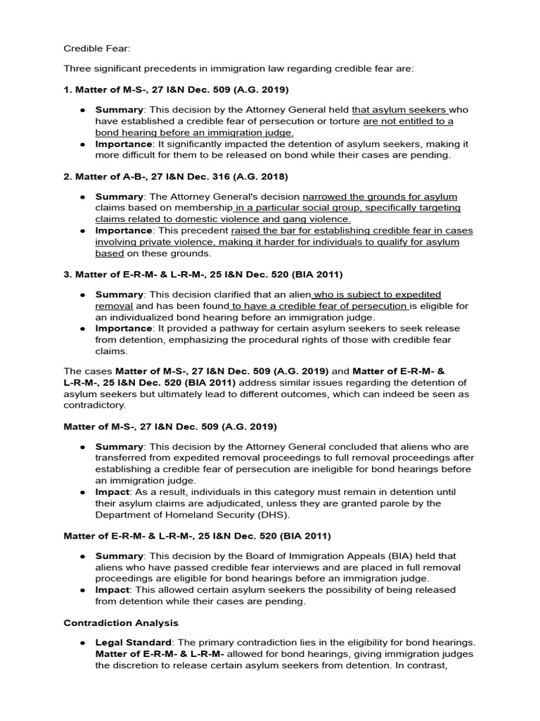 Precedent BIA by Theme PDF Asylum In The United States Removal