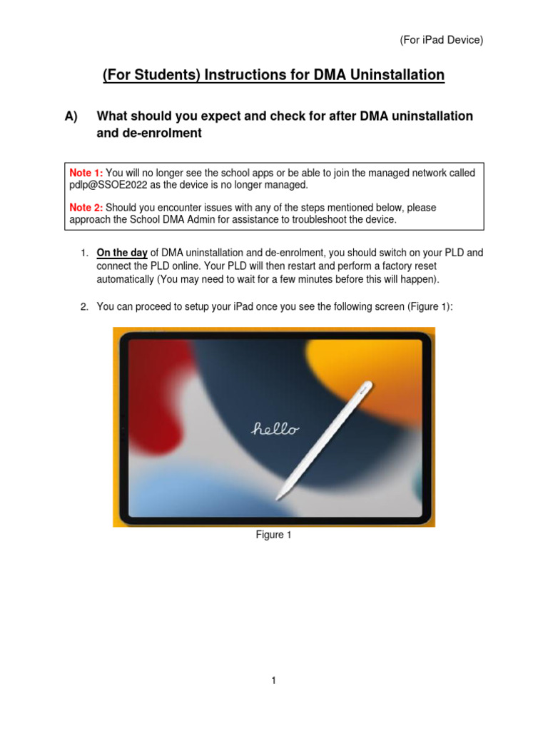 DMA Uninstallation Guide for iPad Users | PDF | I Pad | Mobile App