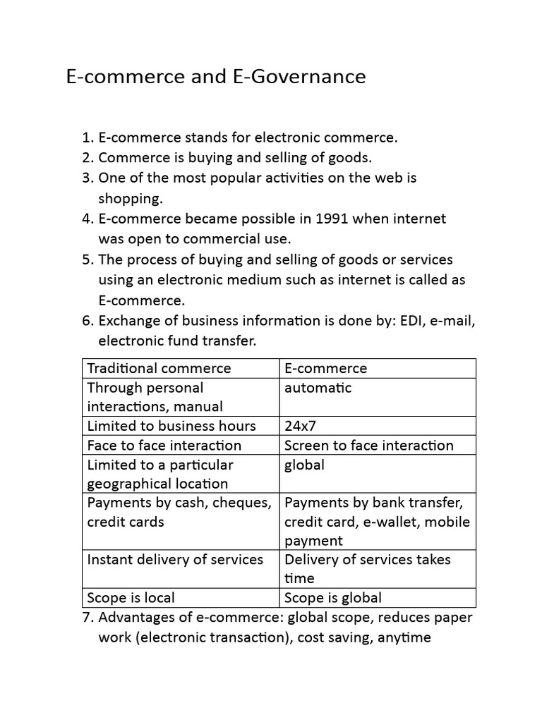 E-Commerce and E-Governance Overview | PDF | E Commerce | Public Key ...