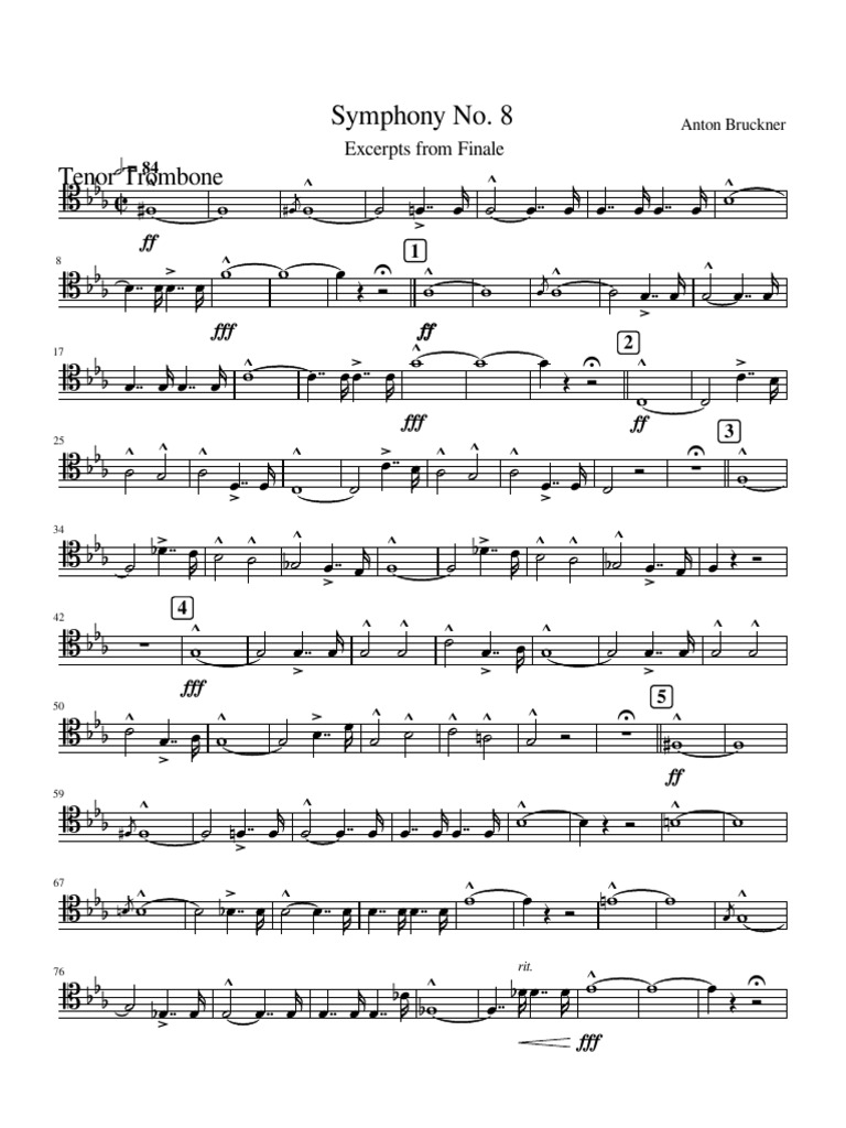 Bruckner Symphony No 8 Excerpts Pdf Trombone Symphony Orchestras