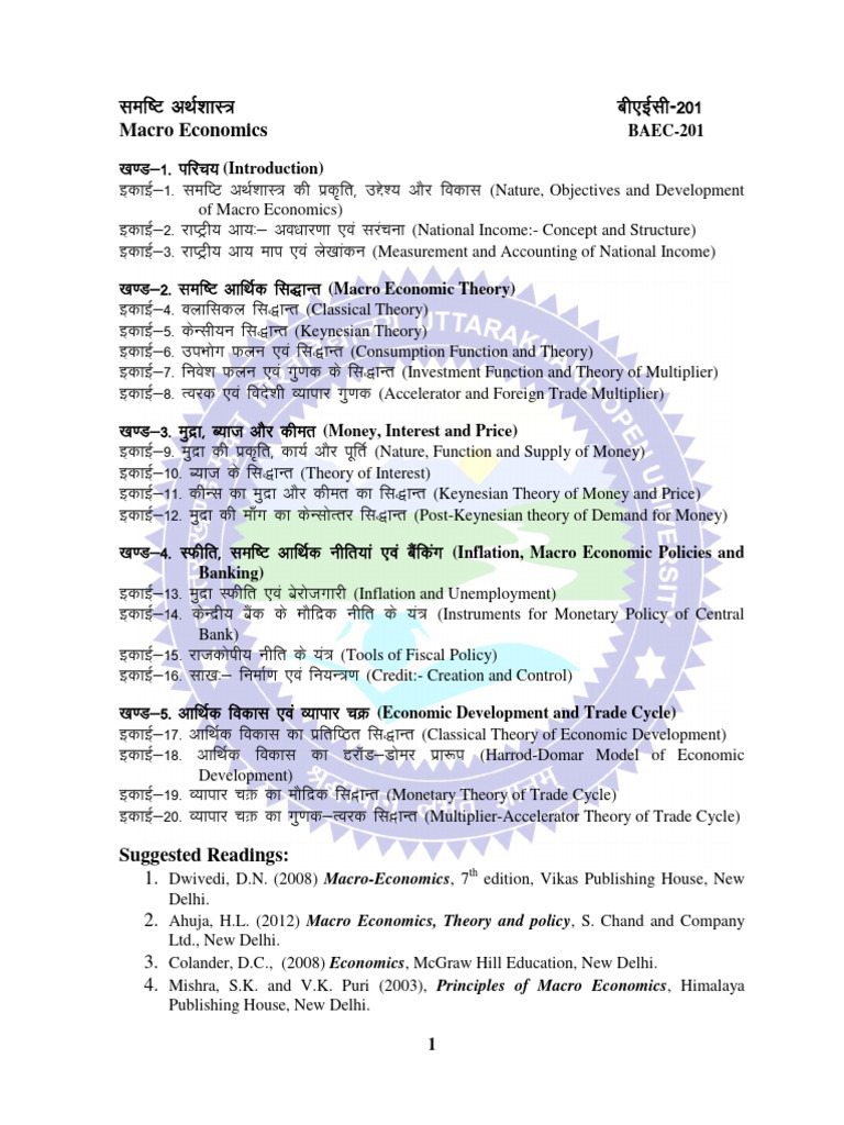 BAEC 201 (Macroeconomics) | PDF | Macroeconomics | Economics