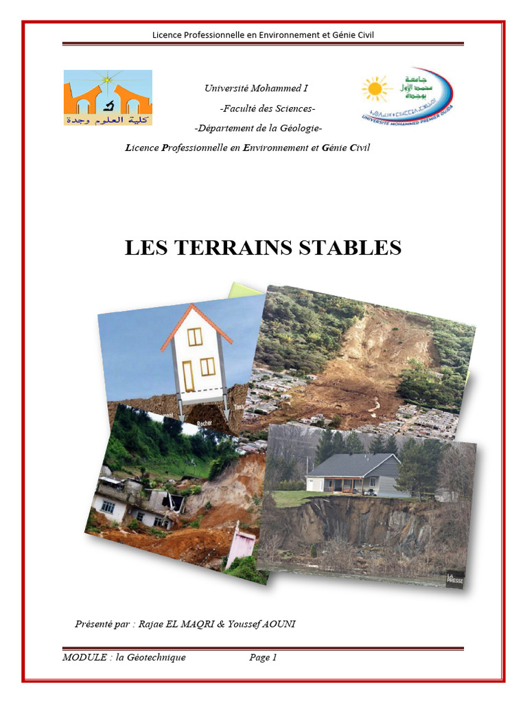 Définition des Terrains Stabilisés | PDF | Glissement de terrain ...