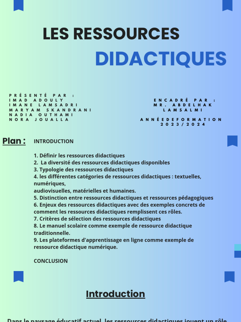 Typologie des ressources didactiques | PDF | Pédagogie | Technologies ...