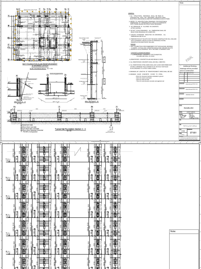 Mat Foundation and Shoring Layout Details | PDF | Civil Engineering ...