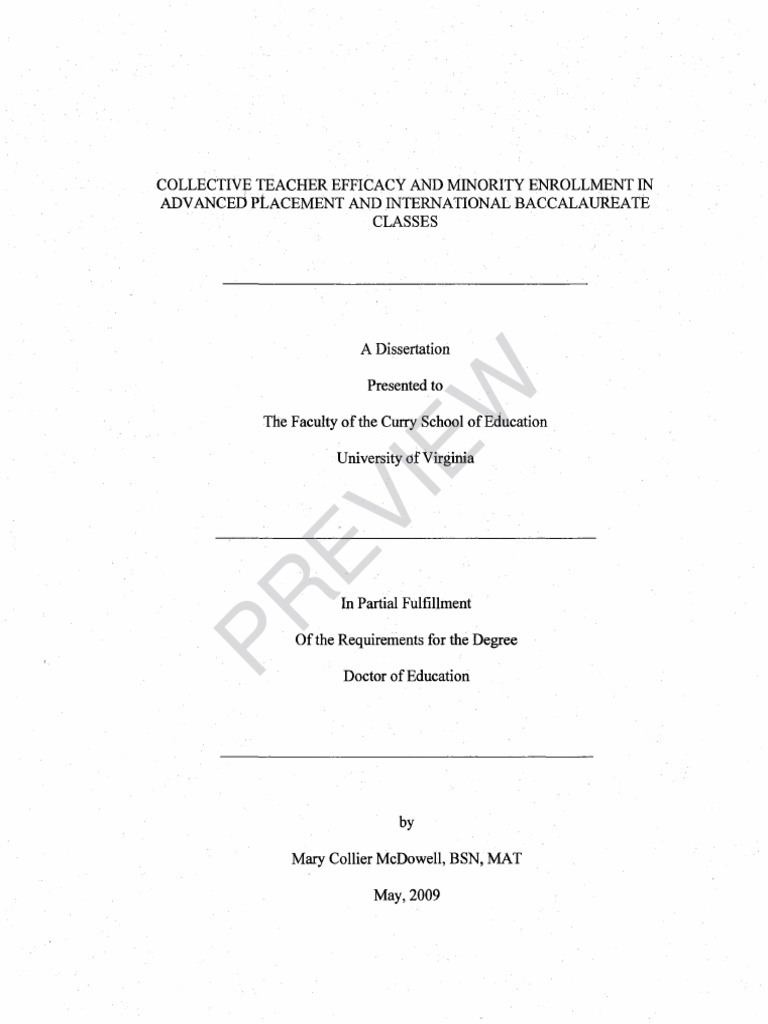 Collective Teacher Efficacy and Minority Enrollment in Advanced ...