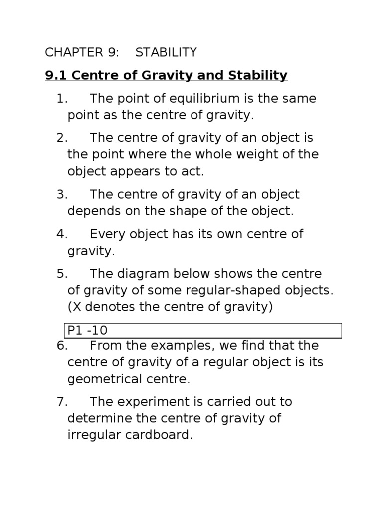 Understanding Centre of Gravity and Stability | PDF