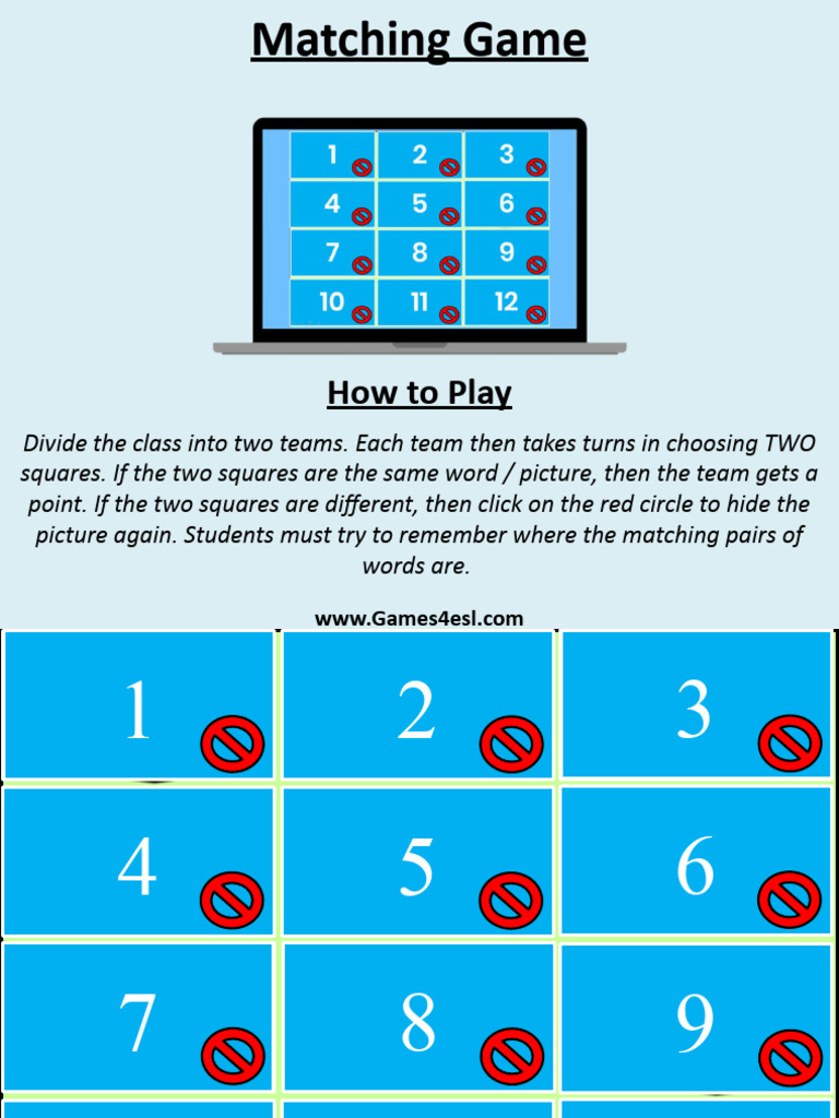 Classroom Matching Game Instructions | PDF