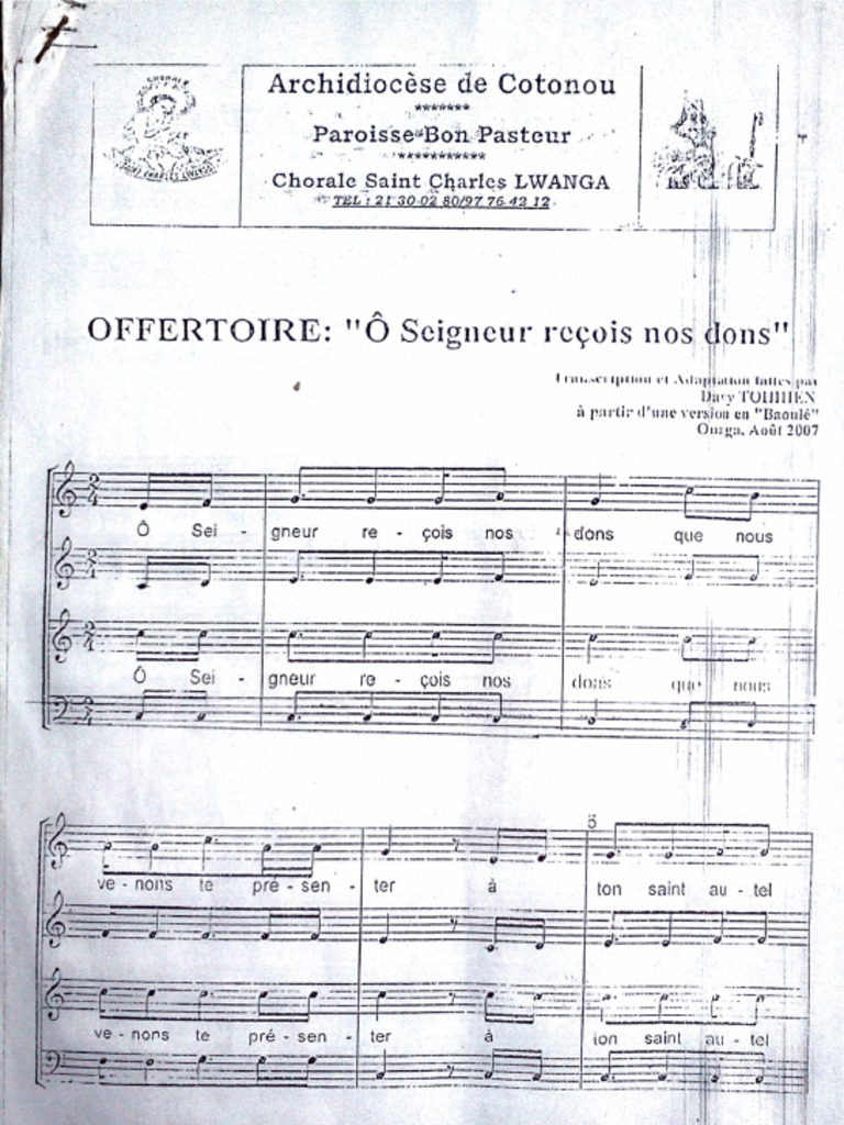 Offertoire (O Seigneur Reçois Nos Dons) | PDF