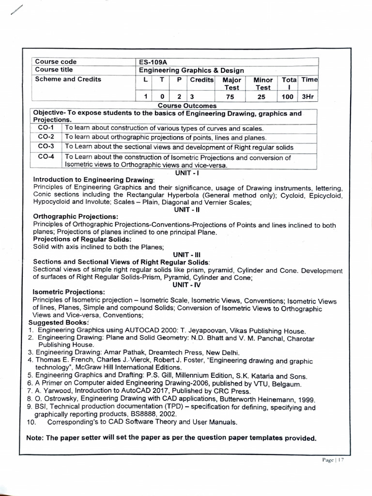 EGD Syllabus PDF Computer Aided Design Geometry