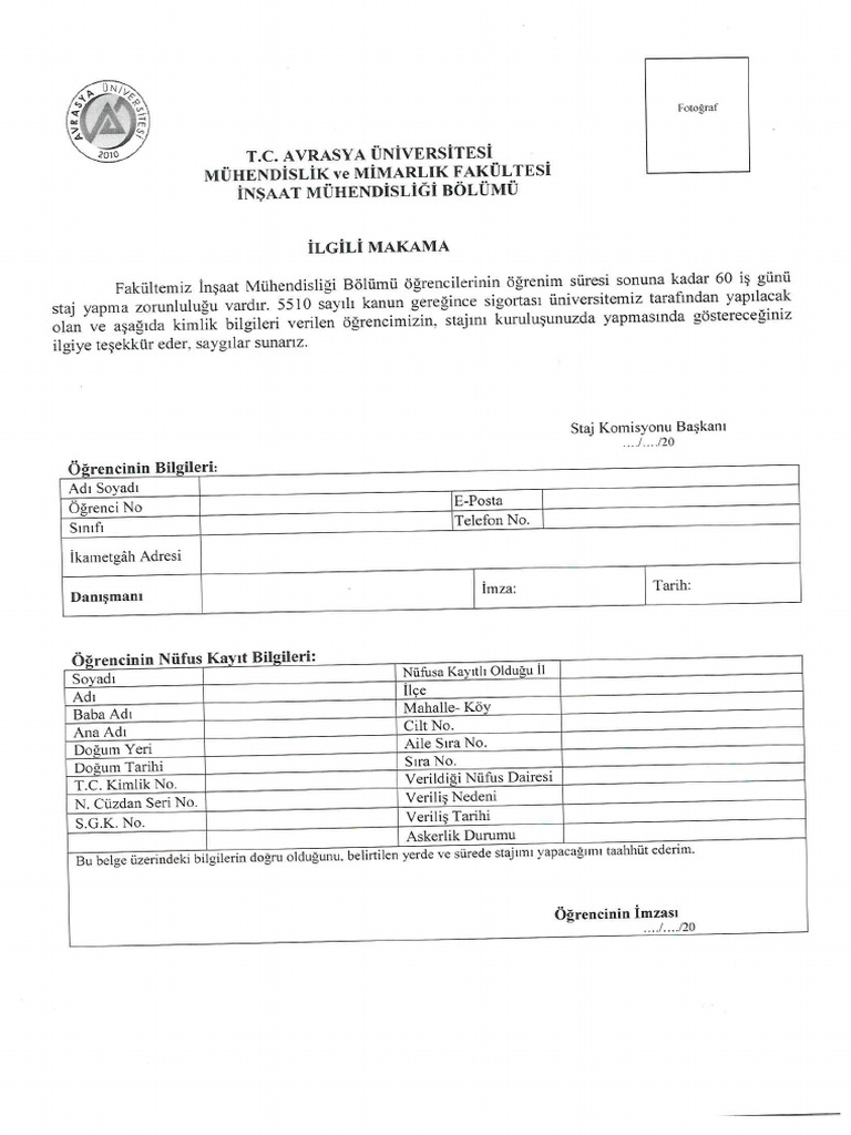 Staj basvuru dosyasi pdf