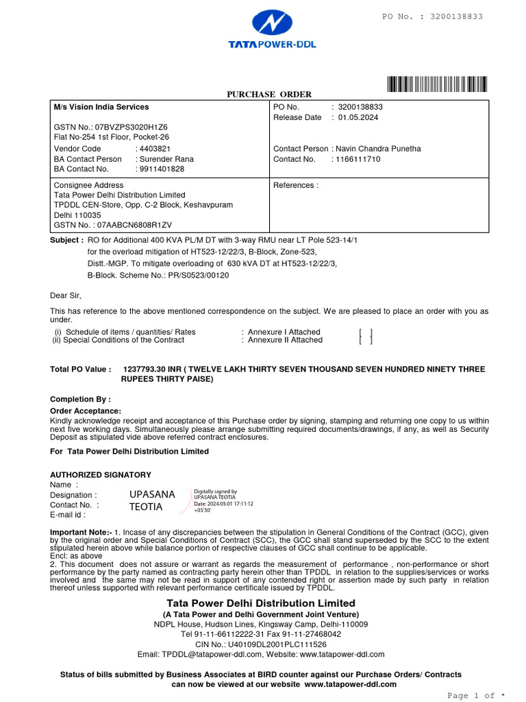 Purchase order upasana teotia pdf concrete electrical connector