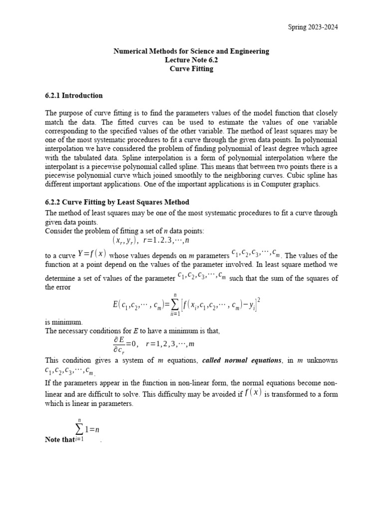 Curve Fitting Techniques in Engineering | PDF | Interpolation | Spline ...