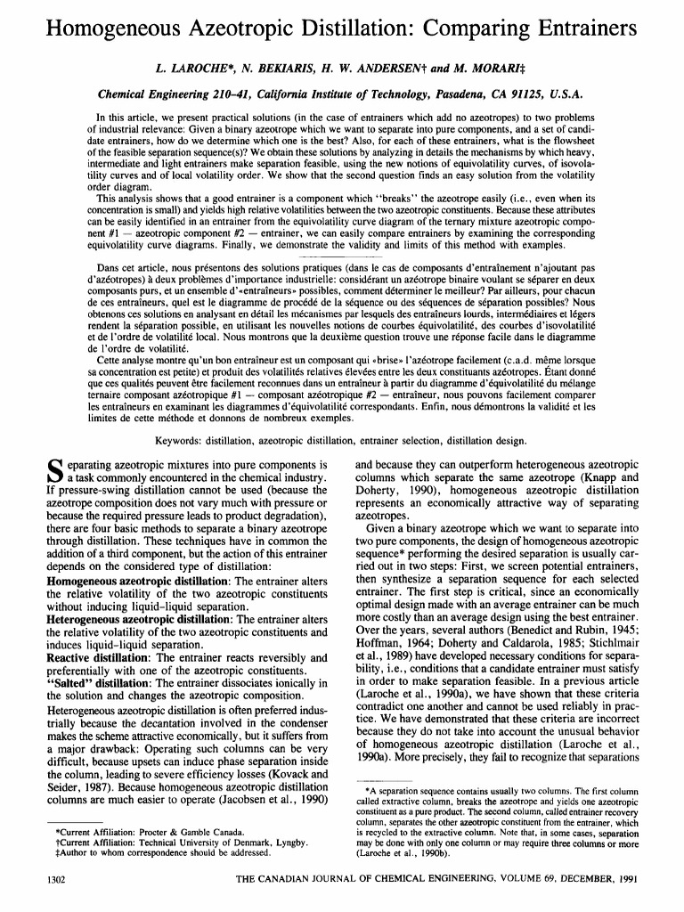 Homogeneous Azeotropic Distillation Comp | PDF | Distillation | Chemistry