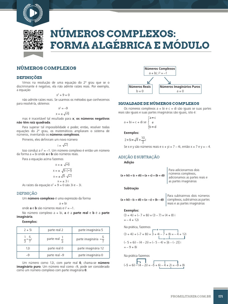30 Números Complexos Forma Algebrica e Modulo | PDF | Número complexo ...