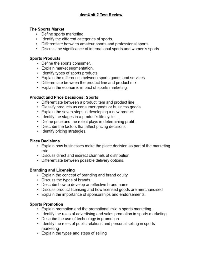 Sports Marketing Test Review Guide | PDF | Brand | Product (Business)