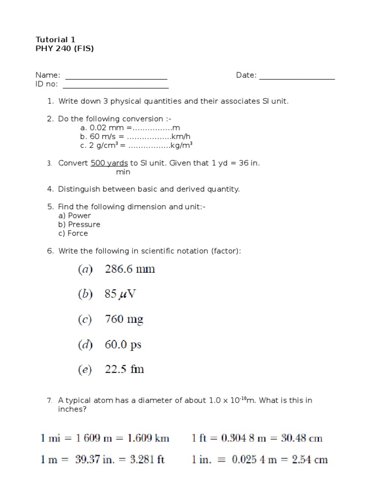 Physics 240: SI Units and Conversions Guide | PDF | Teaching Methods ...