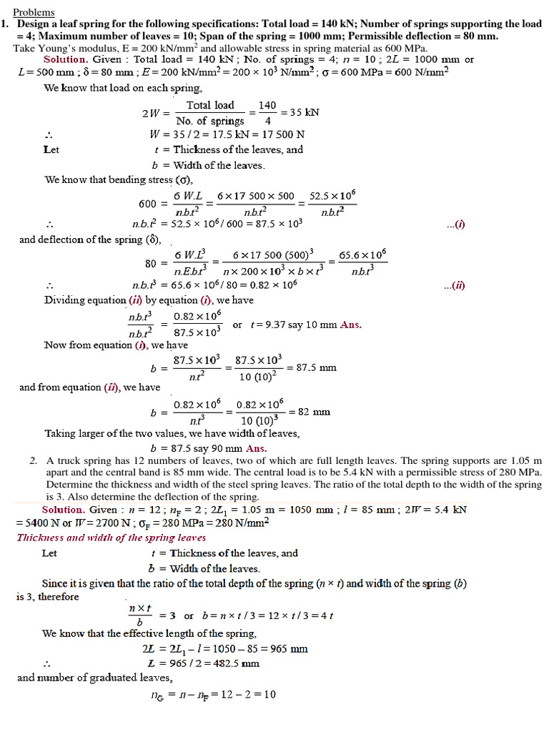 Leaf Spring Problems | PDF