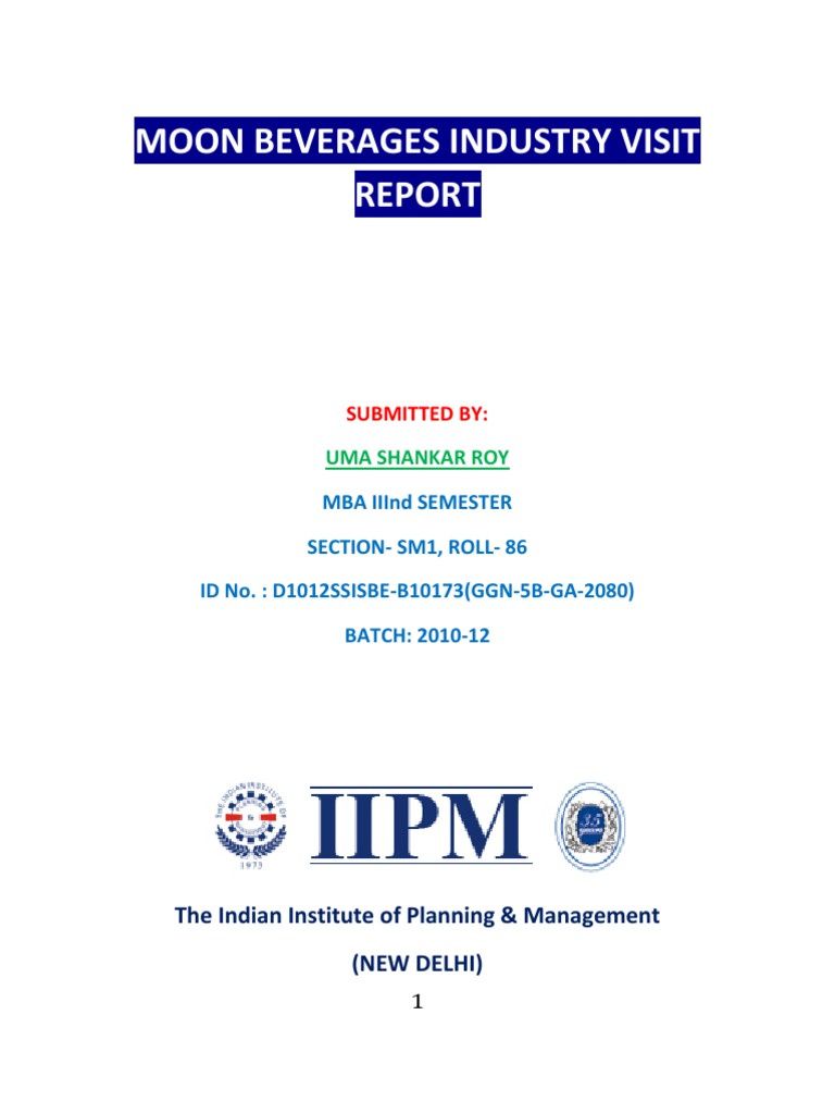 Industrial Visit Report Coca Cola Water Purification