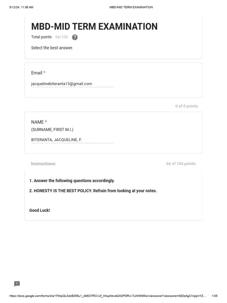 MBD Mid-Term Examination Overview | PDF | Microsatellite | Single ...