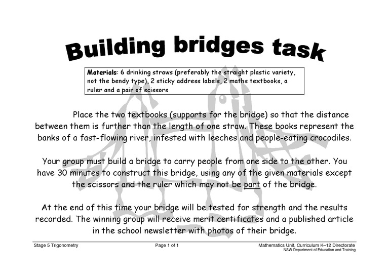 Bridge Building Challenge Instructions | PDF | Home & Garden