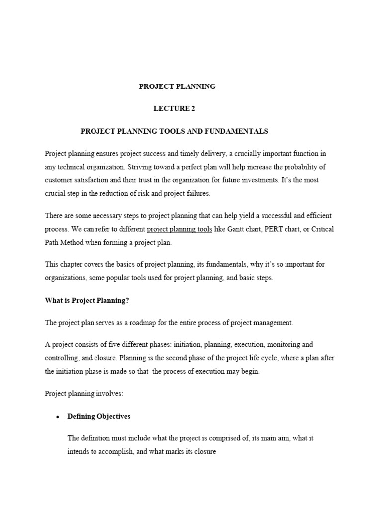 FUNDAMENTALS OF PROJECT PROJECt PLANNING | PDF | Project Management ...