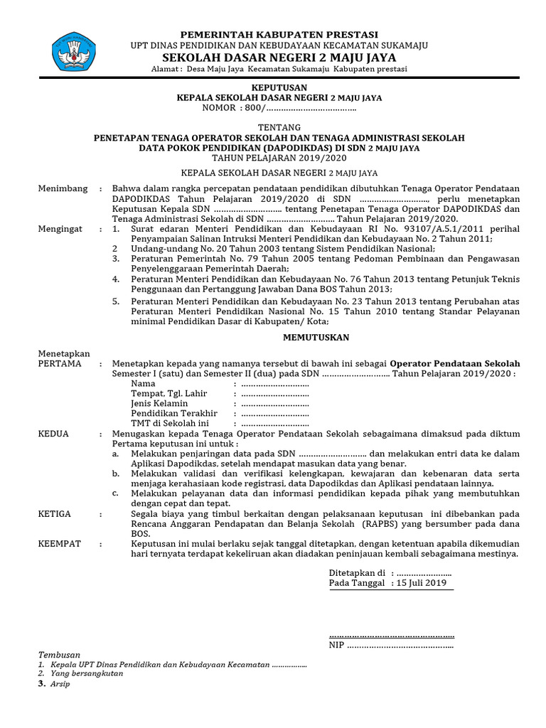 Contoh Sk Operator Sekolah Tas Pdf