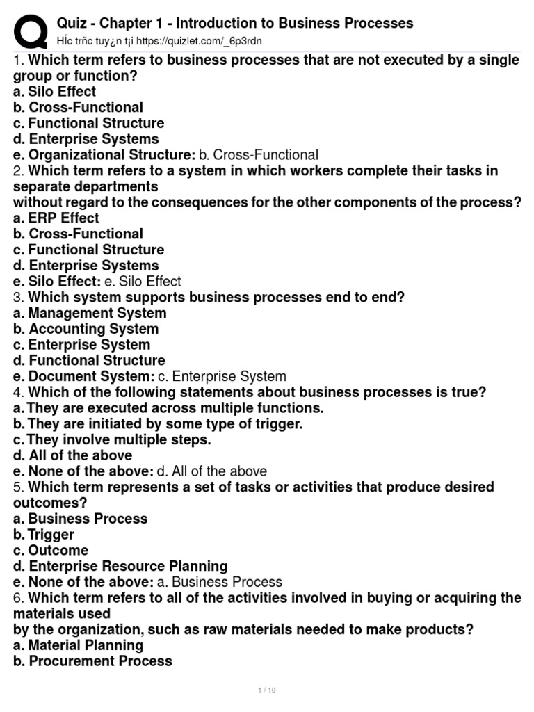 FOH Operations Function Quiz | PDF | Business Process | Project Management