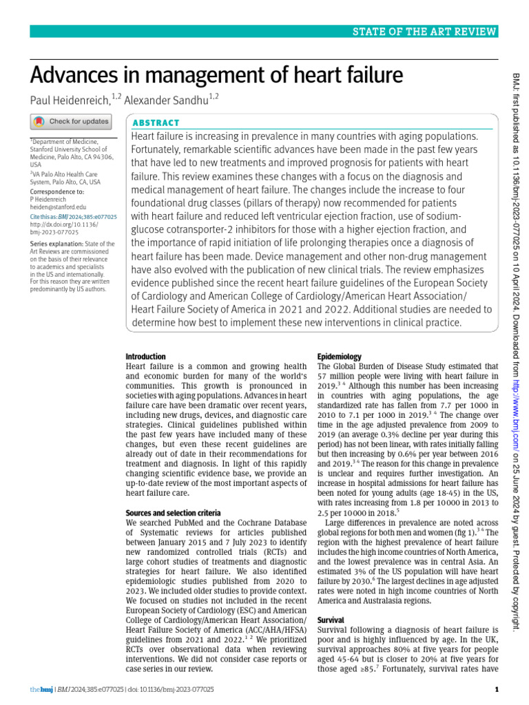 2024 Advances in Management of Heart Failure BMJ | PDF | Heart Failure ...