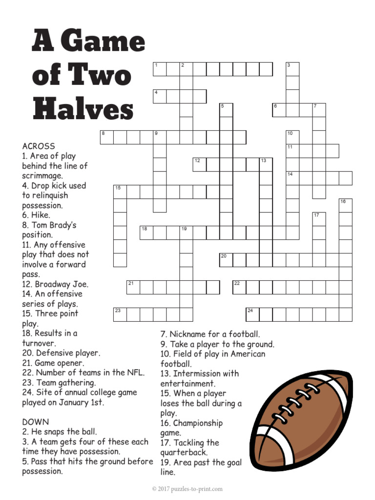 Football Crossword PDF Gridiron Football National Football League Football Crossword PDF Gridiron Football National Football League