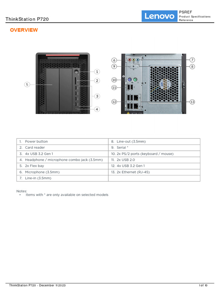 Lenovo ThinkStation - P720 - Spec | PDF | Solid State Drive | Usb