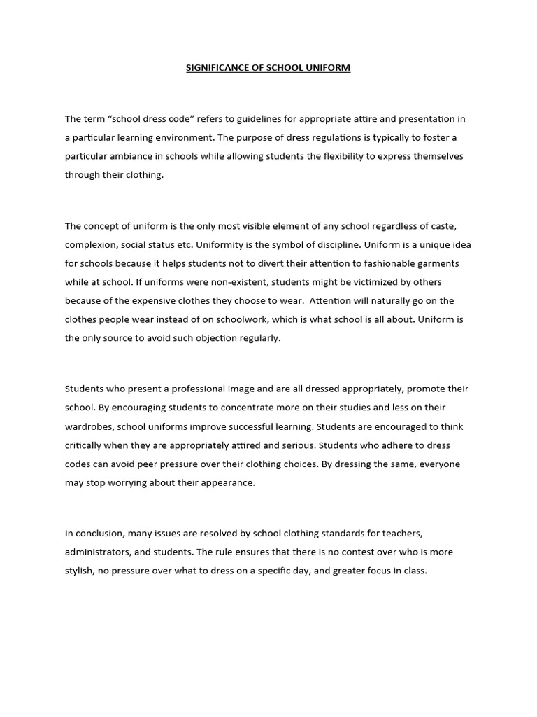 Significance of School Uniform PDF