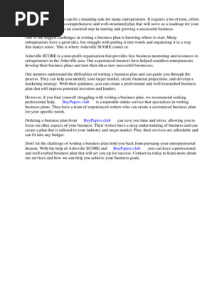 Asheville Score Business Plan