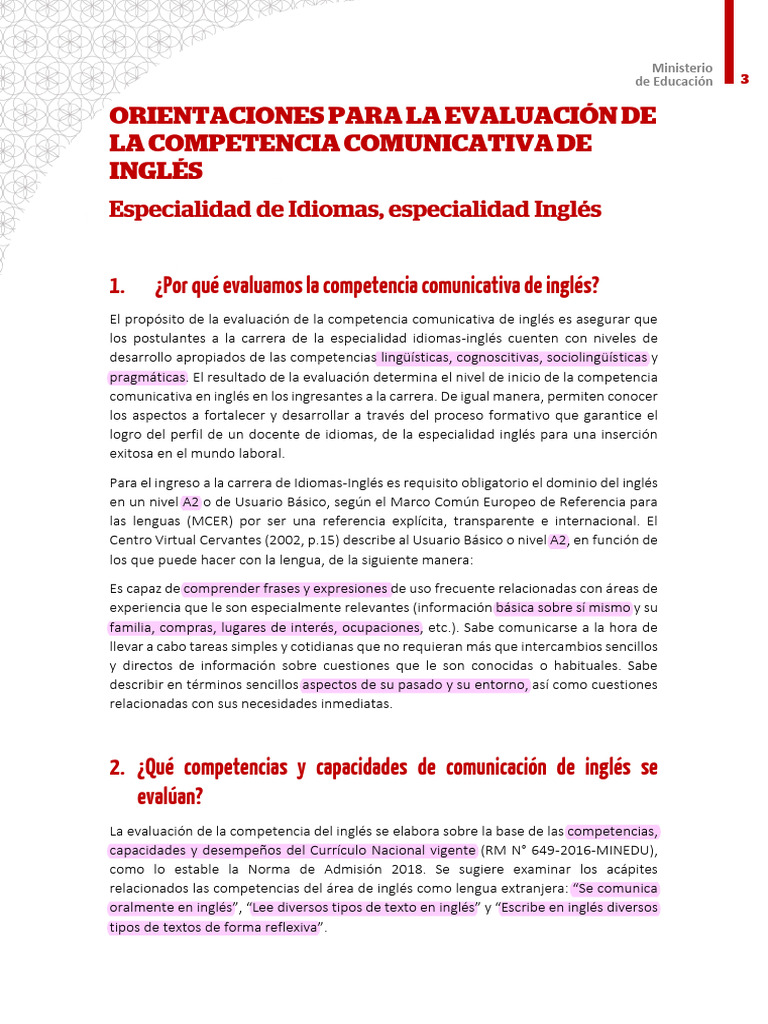 Evaluación de Competencia Comunicativa en Inglés | PDF | Evaluación ...
