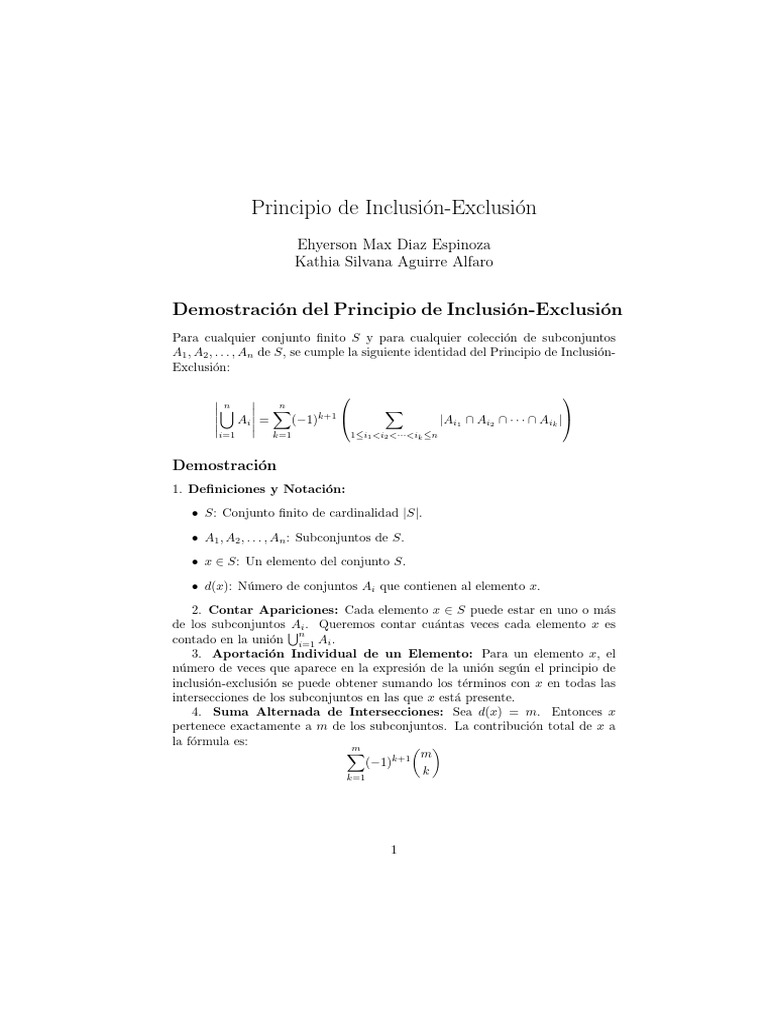 Principio de Inclusión Exclusión | Descargar gratis PDF | Matemáticas ...