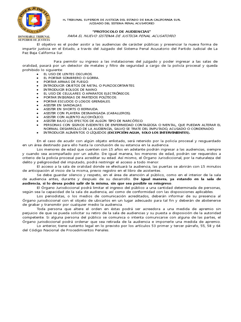 Protocolo de Audiencias Penales | PDF | Justicia | Crimen y violencia