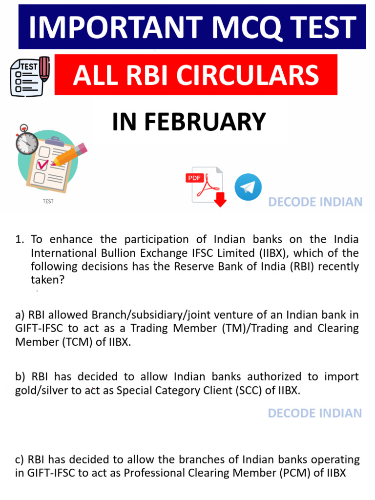 RBI Circular Updates and Key Decisions | PDF | Clearing (Finance ...