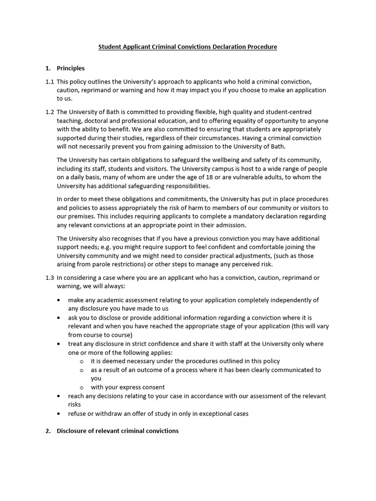 Criminal Conviction Disclosure Policy | PDF | Justice | Crime & Violence