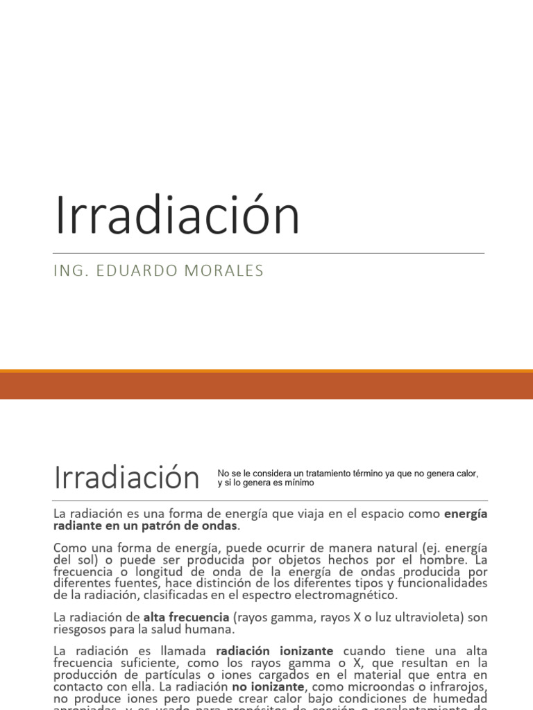 Irradiación de Alimentos: Proceso y Efectos | PDF | Radiación | Alimentos