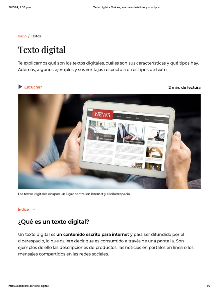 Características y tipos de textos digitales | PDF | Internet | Multimedia