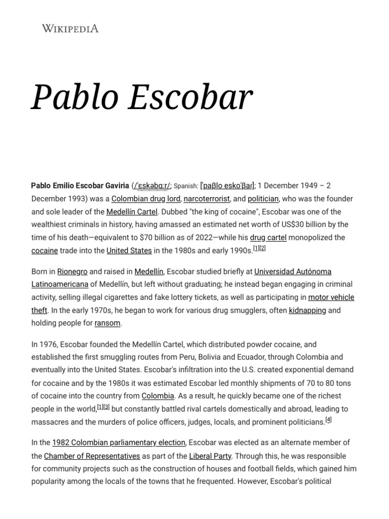 Pablo Escobar: King of Cocaine | PDF | Mystery, Thriller & Crime Fiction