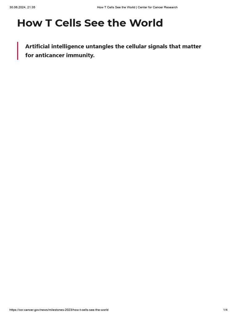 How T Cells See The World - Center For Cancer Research | PDF | T Cell ...
