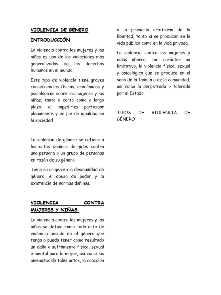 Tipos y Consecuencias de la Violencia de Género | PDF