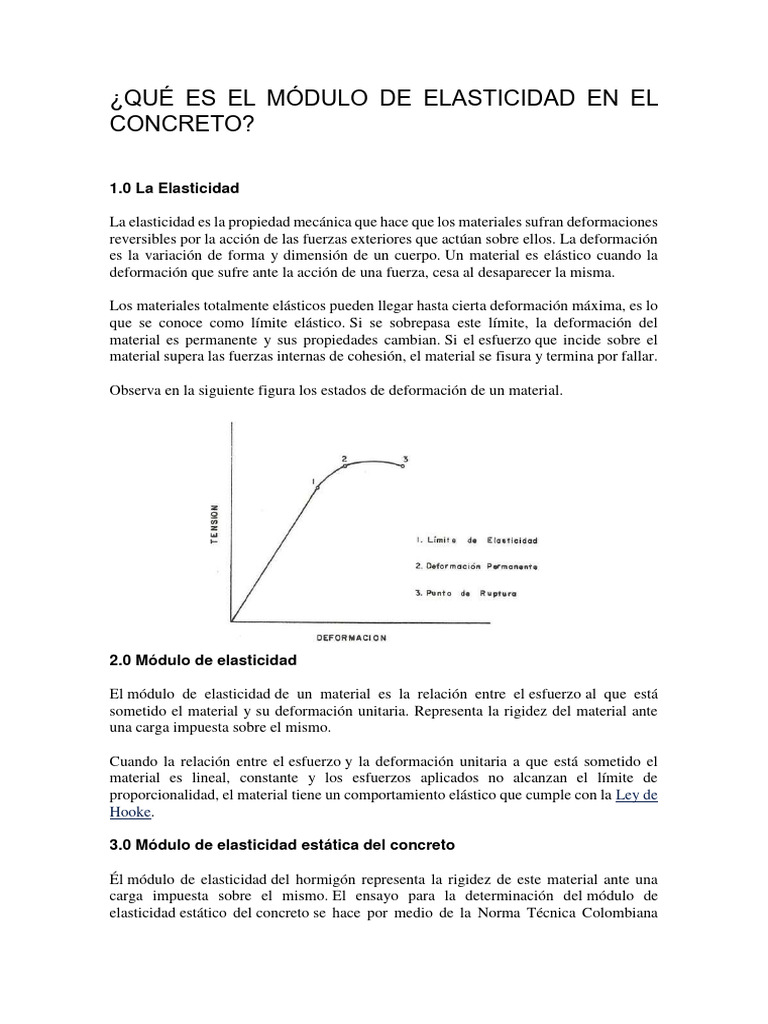 Qué Es El Módulo De Elasticidad En El Concreto Pdf Elasticidad
