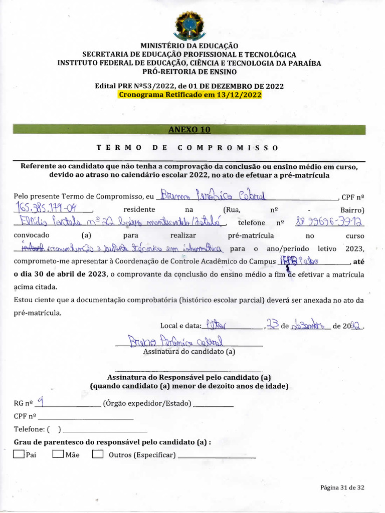 Termo de Compromisso | PDF
