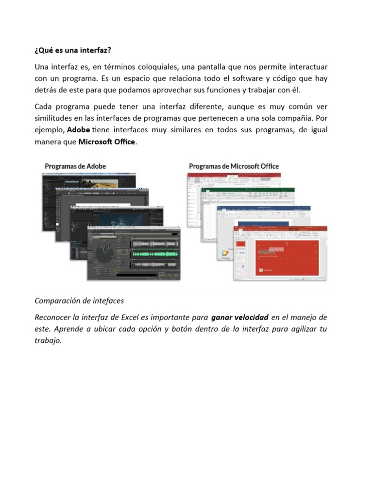 TEMA 1 Qué Es Una Interfaz | PDF | Microsoft Excel | Archivo de computadora