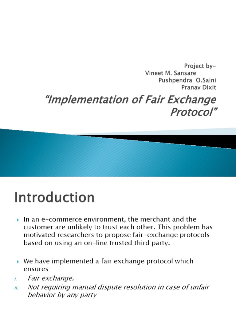 Fair Exchange Protocol in E-Commerce | PDF | Public Key Cryptography ...