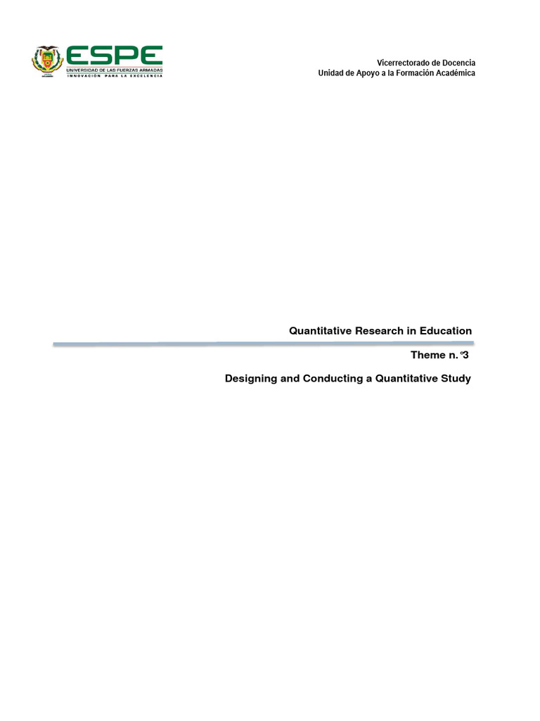 THEME 3 - Designing and Conducting A Quantitative Study. | PDF ...