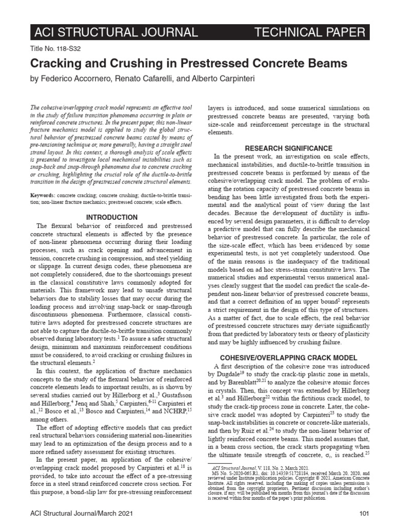 2021 - Cracking and Crushing in Prestressed Concrete Beams | PDF ...