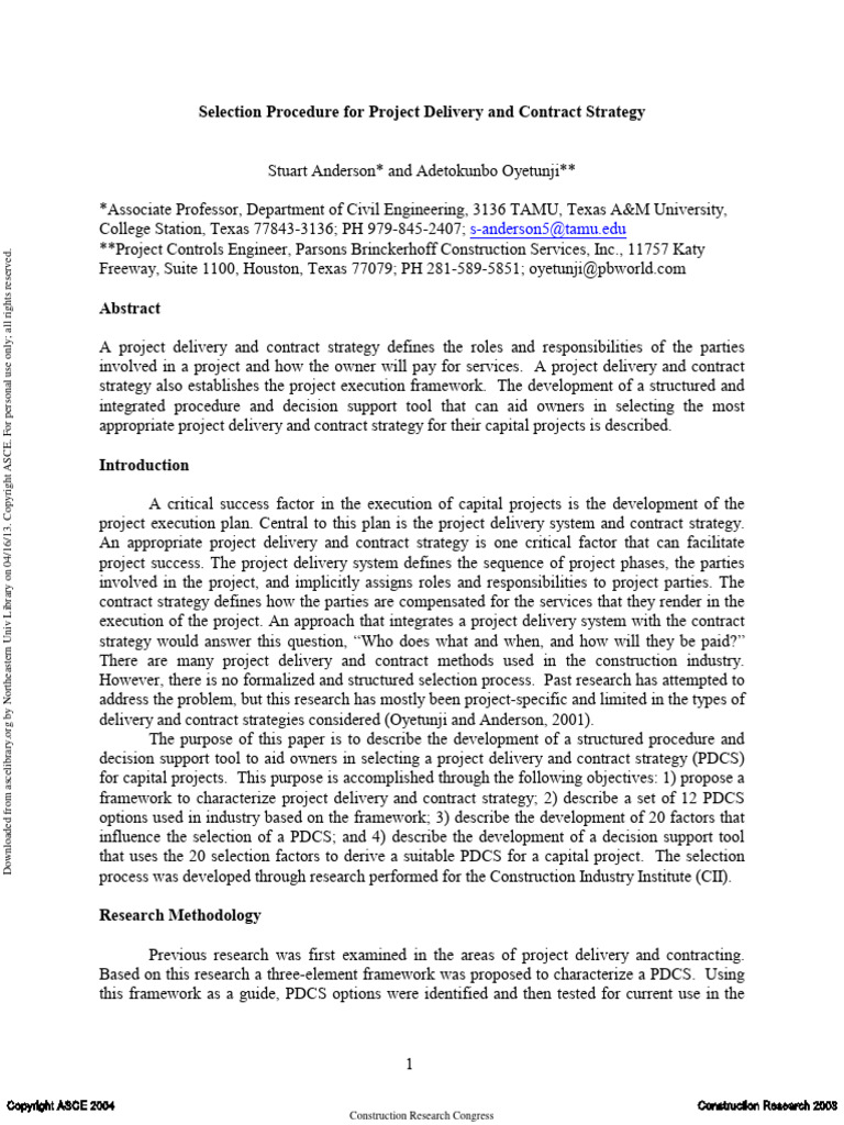 Anderson 2003 Download Free Pdf Construction Management Procurement